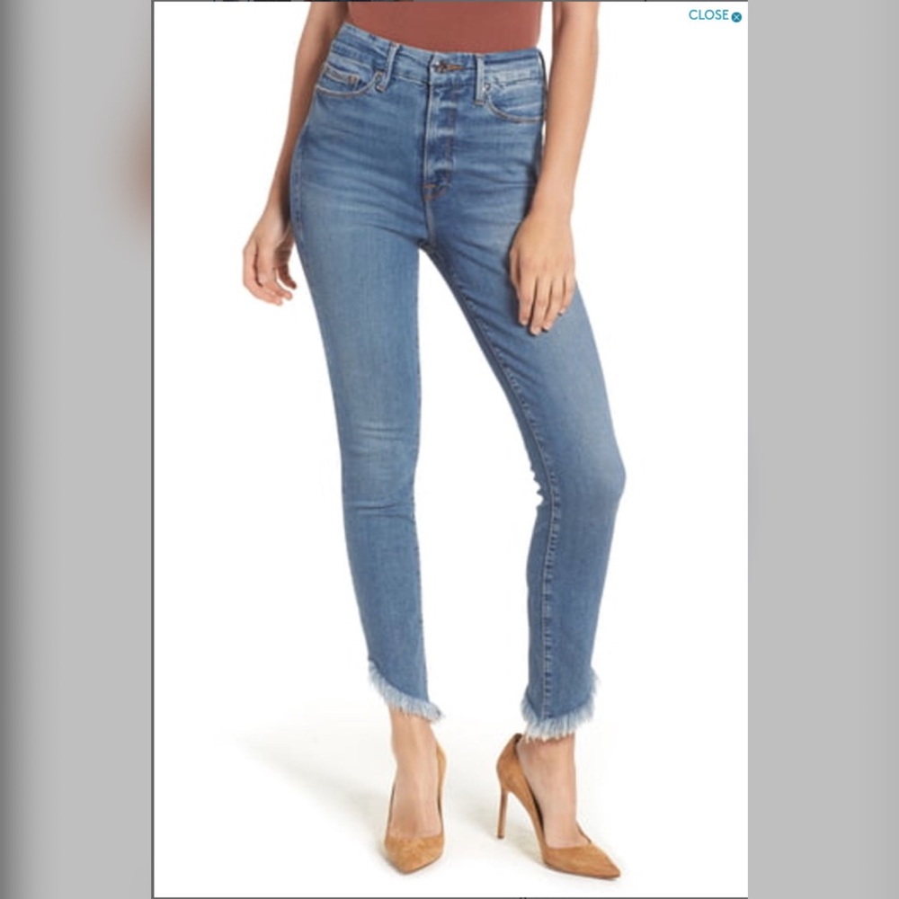 Good American Good Waist Slash Fray skinny jeans
